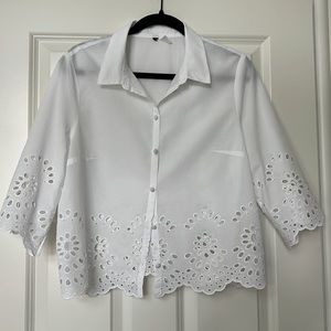 Eyelet Embroidered Shirt , size S